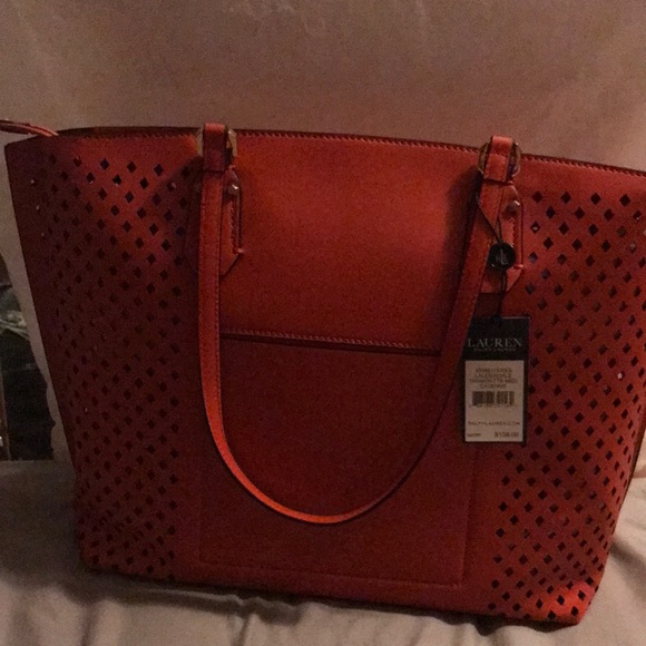 Ralph Lauren cayenne red purse - Picture 1 of 3